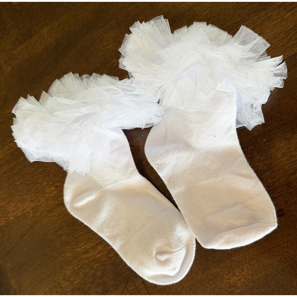 Girls White Tulle Ruffle Ankle Socks Princess Ballerina Dress Socks Kids